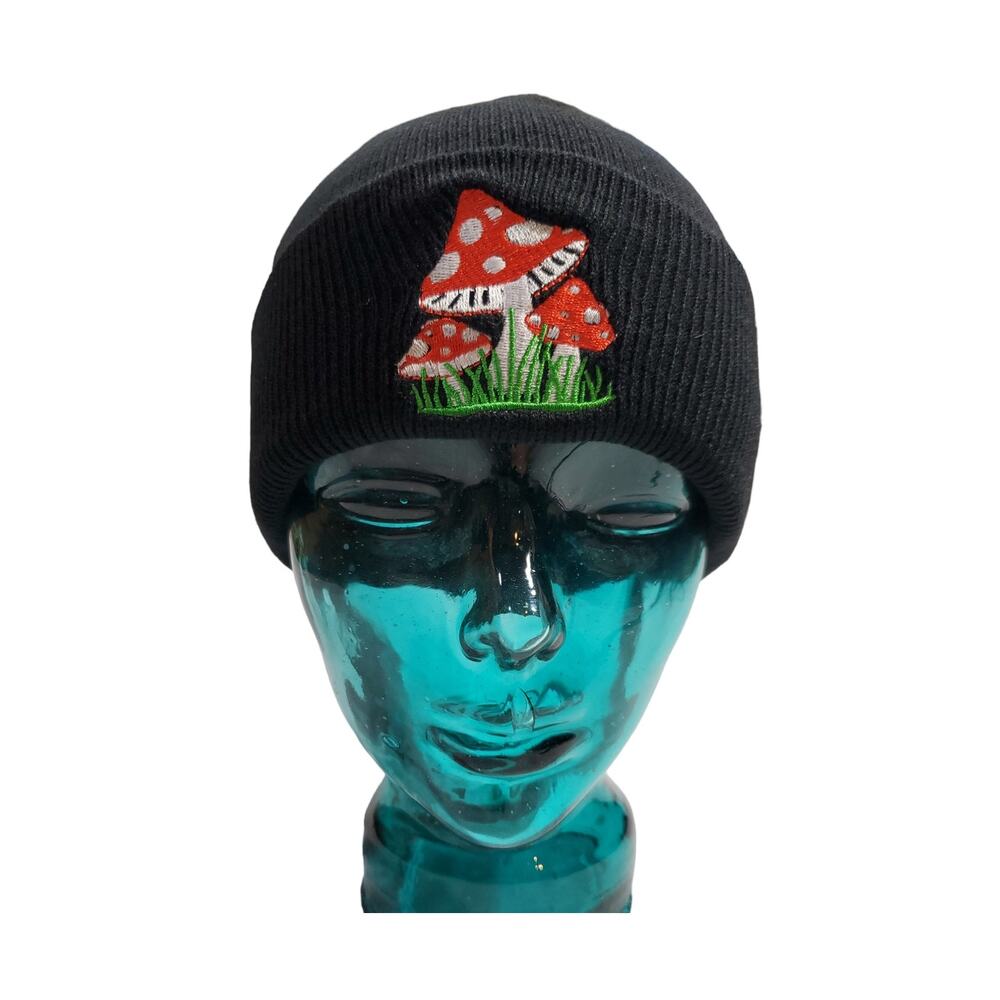 Embroidered Mushroom Beanie Hat | Size OS